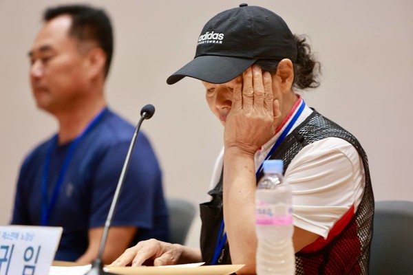 9월 3일 국회에서 '노점단속 특별사법경찰제도의 문제점 폭로 및 노점상 증언대회'에서 피해 사례를 증언하고 있다. ⓒ진보당 제공